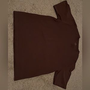 Chocolate Brown Casual Plain T-shirt